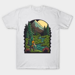 Cute hiker on a mountain trail - Sustainable fashion for the future T-Shirt